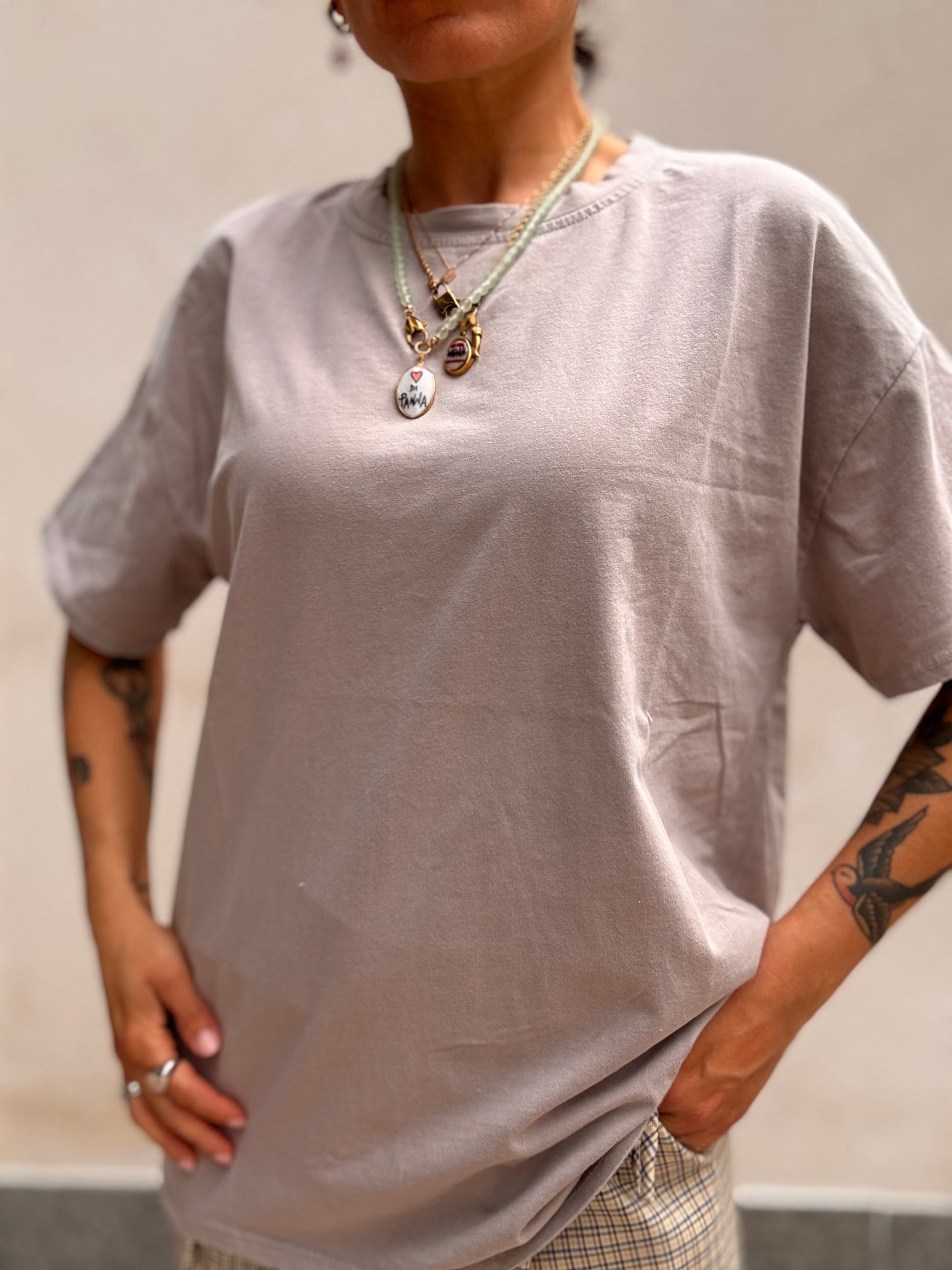 T-shirt effetto slavato Grigio