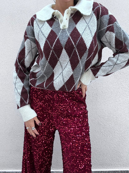 Maglione Rombi bordeaux