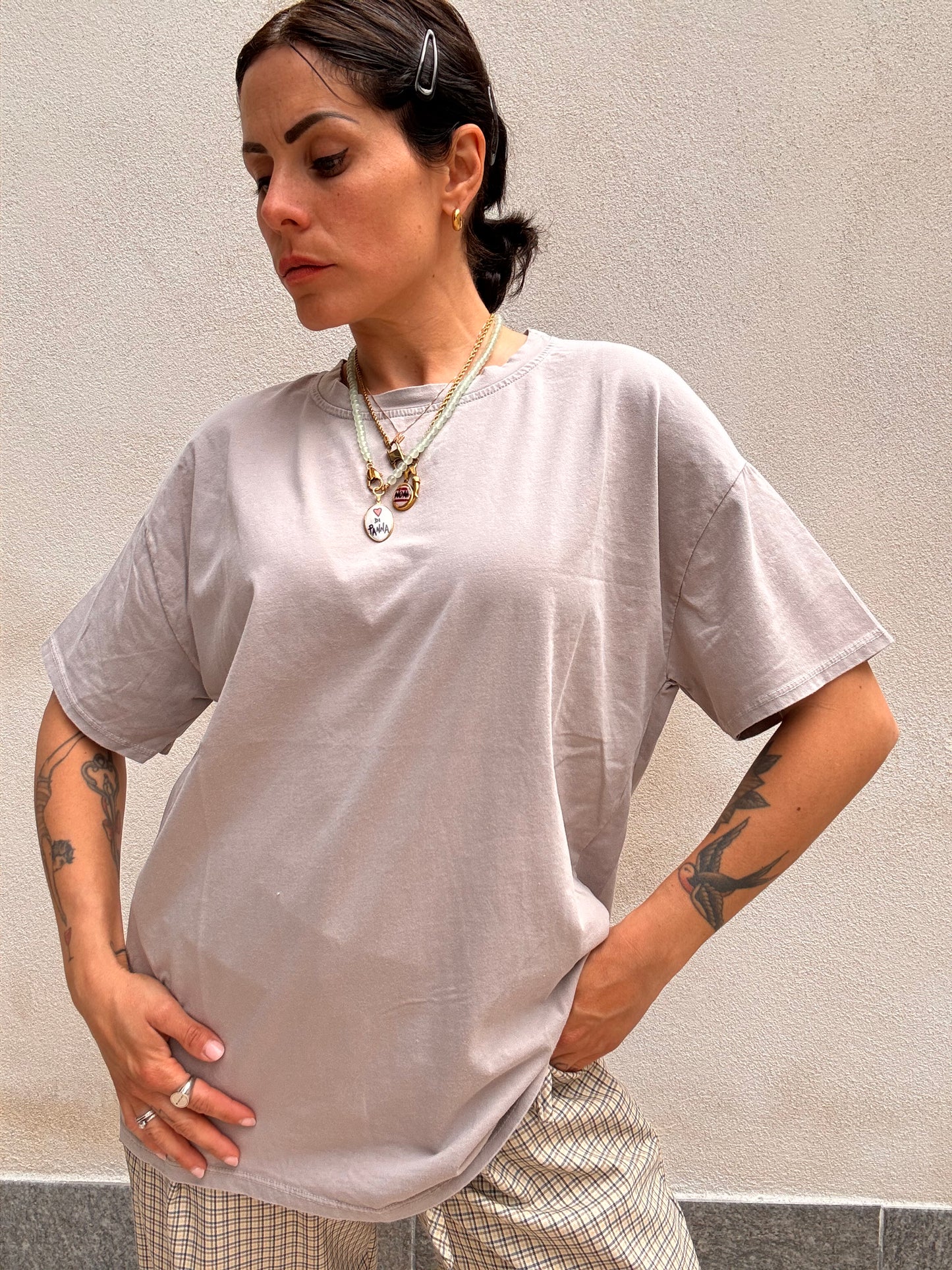 T-shirt effetto slavato Grigio