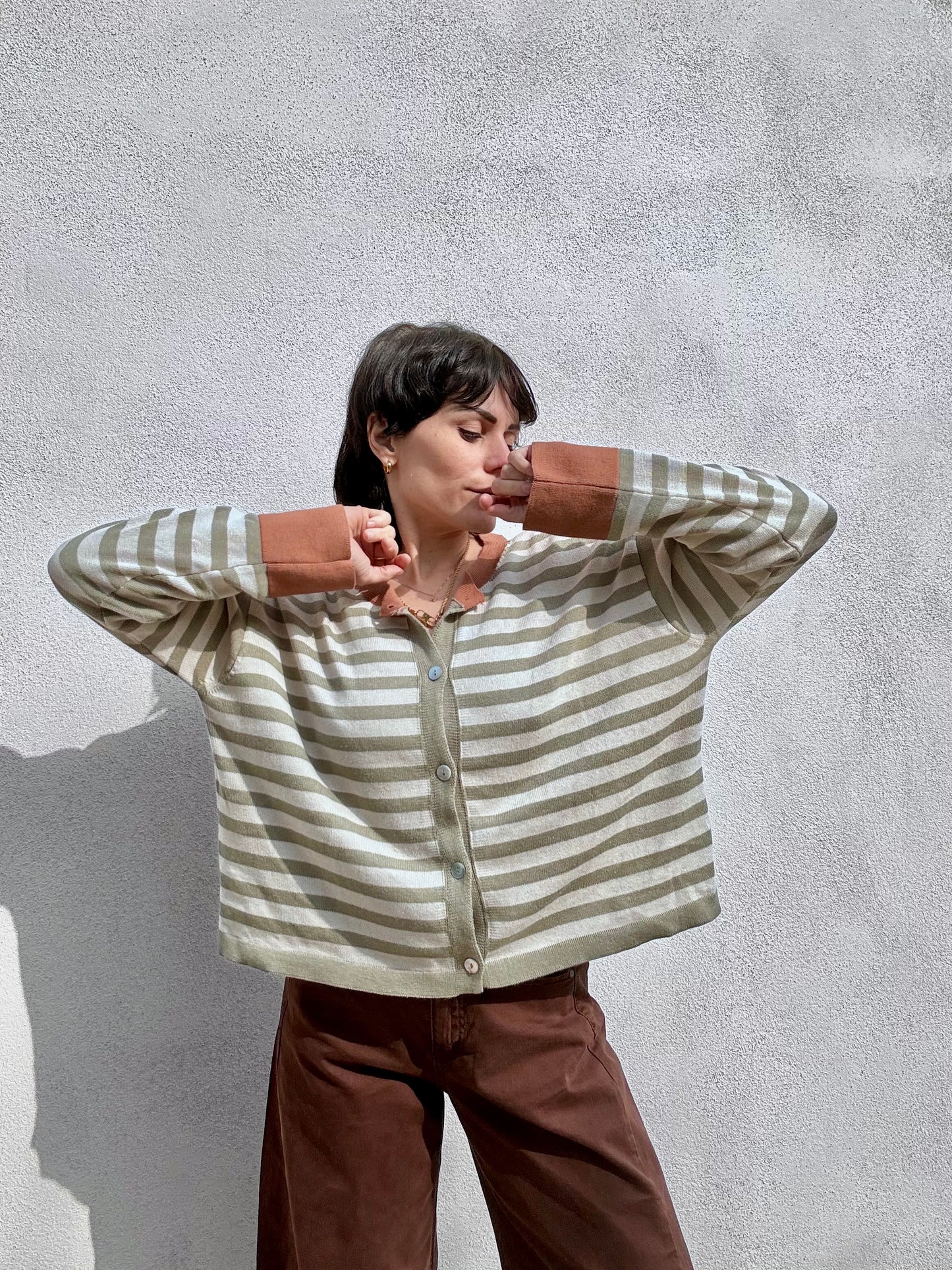 Cardigan a righe con profili