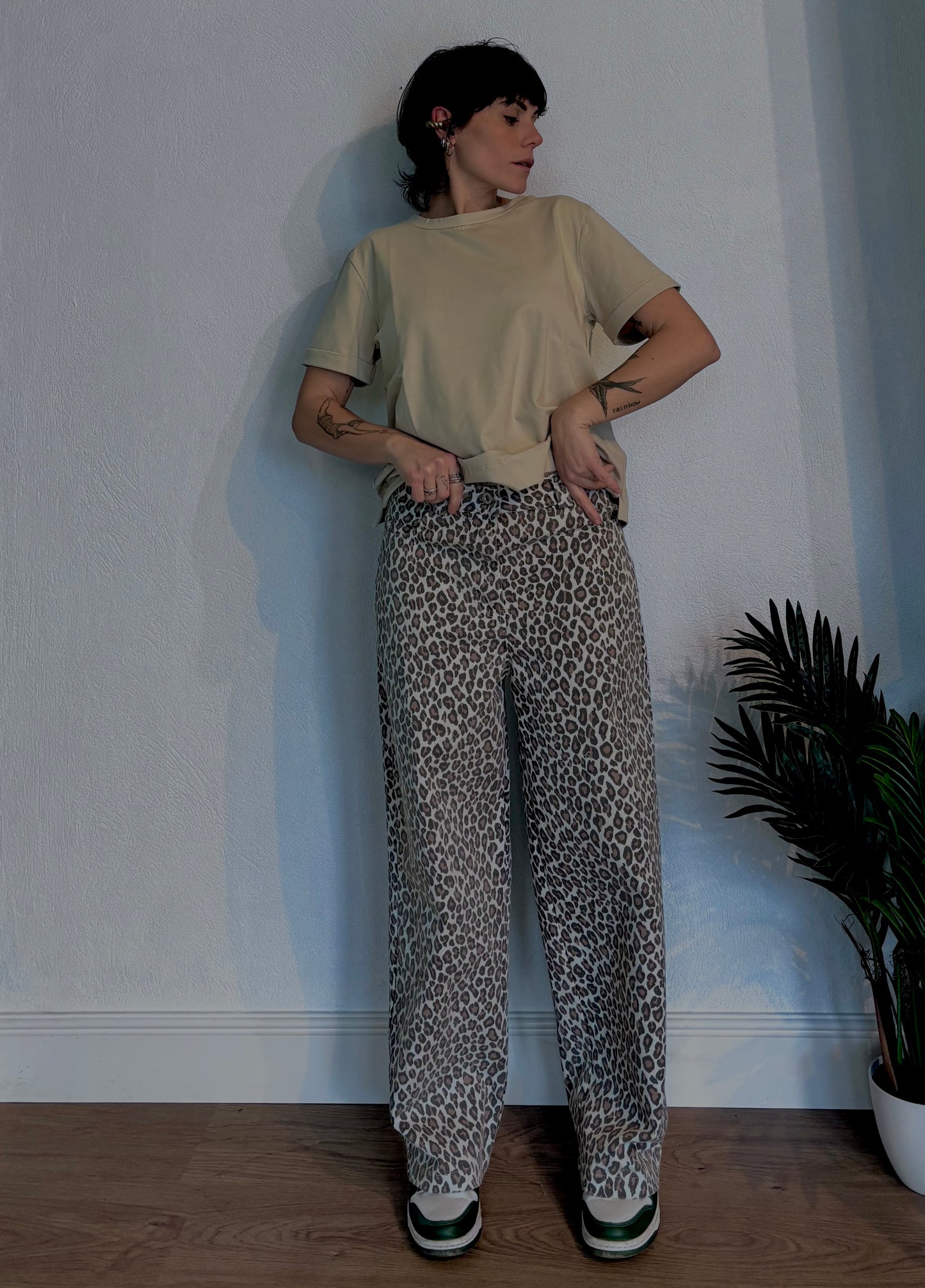 Pantalone guacho in denim Maculato
