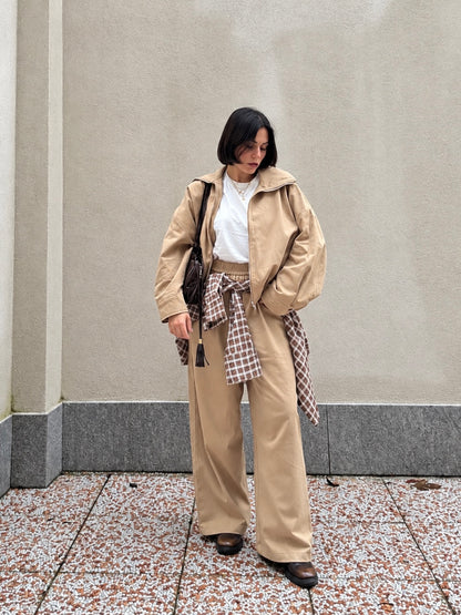 Pantalone Wide Leg Beige