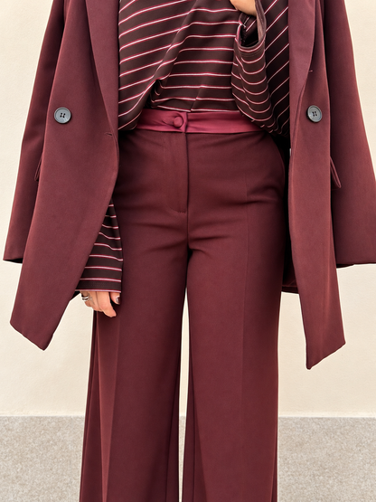Pantalone palazzo con vita in raso