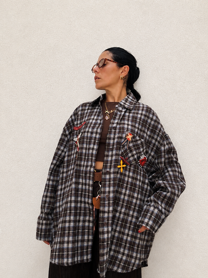 Camicia Tartan Charms Marrone