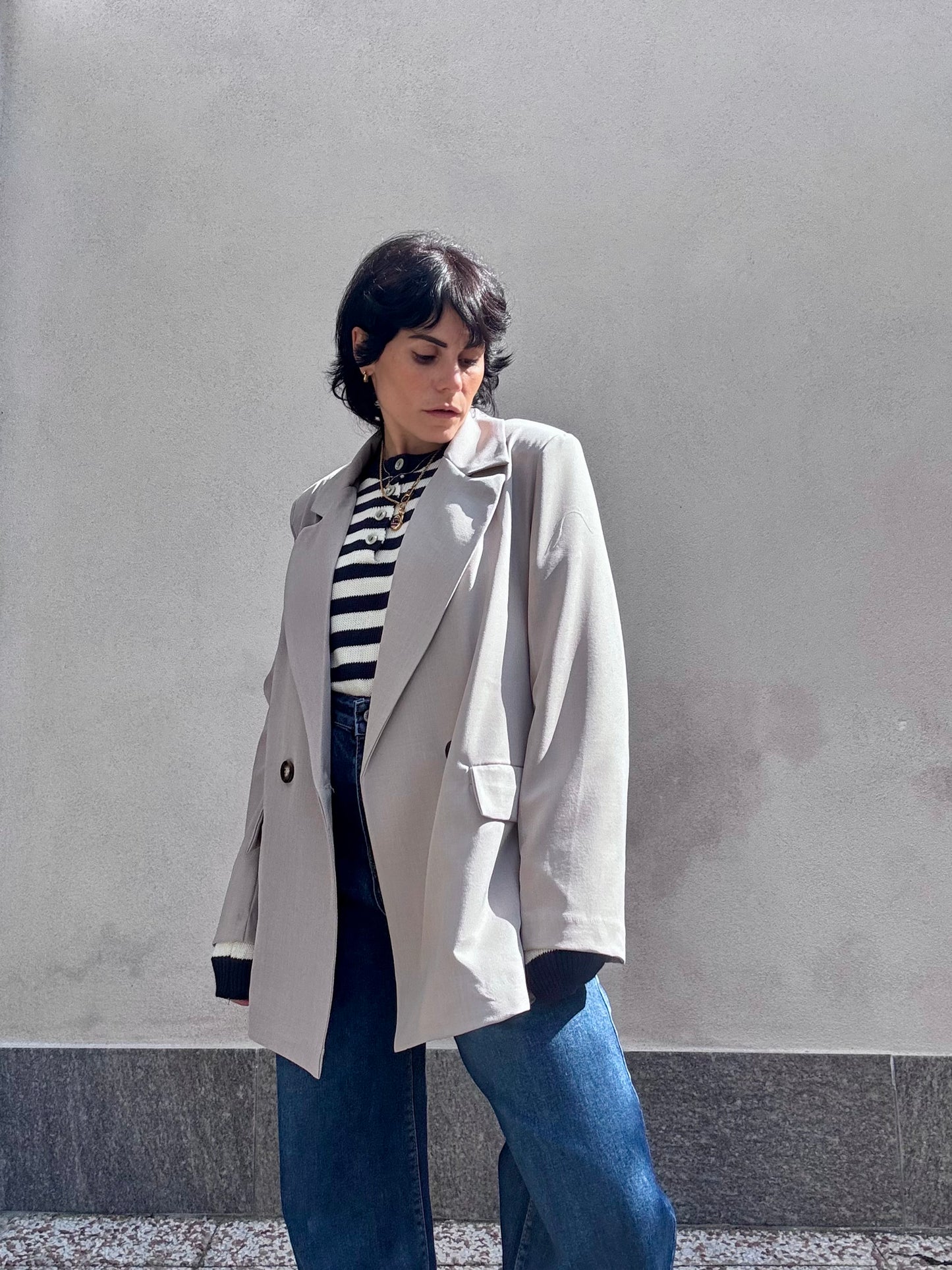 Blazer doppiopetto oversize Fango