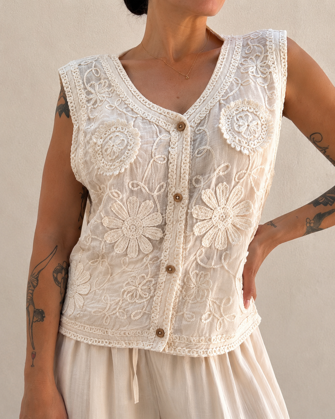 Gilet Ricamo Fleur