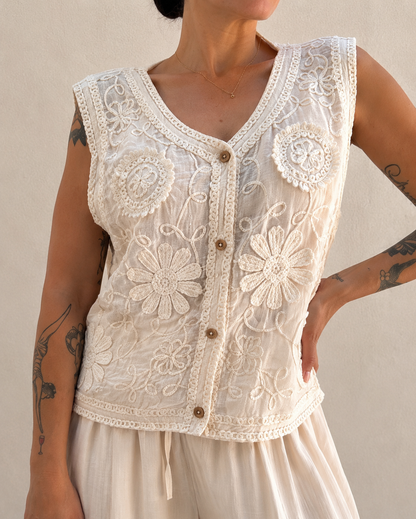 Gilet Ricamo Fleur