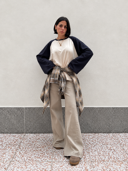 Maglia bicolor Blu&crema