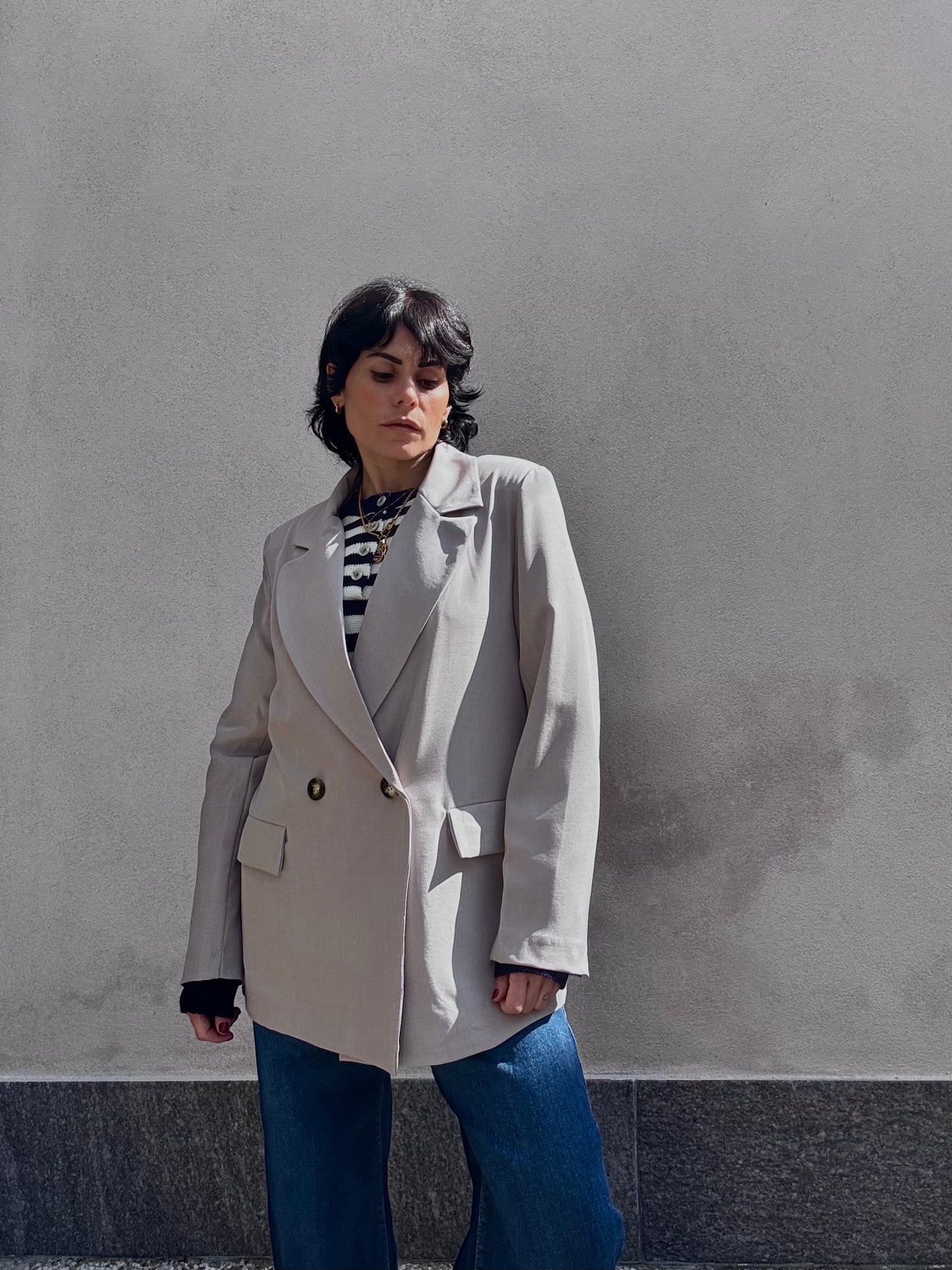 Blazer doppiopetto oversize Fango