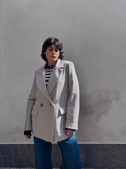 Blazer doppiopetto oversize Fango