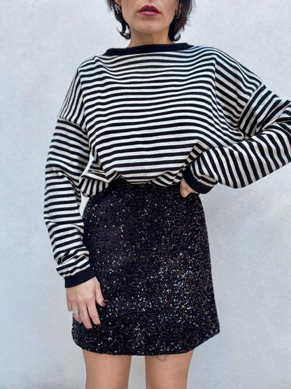 Minigonna paillettes nera