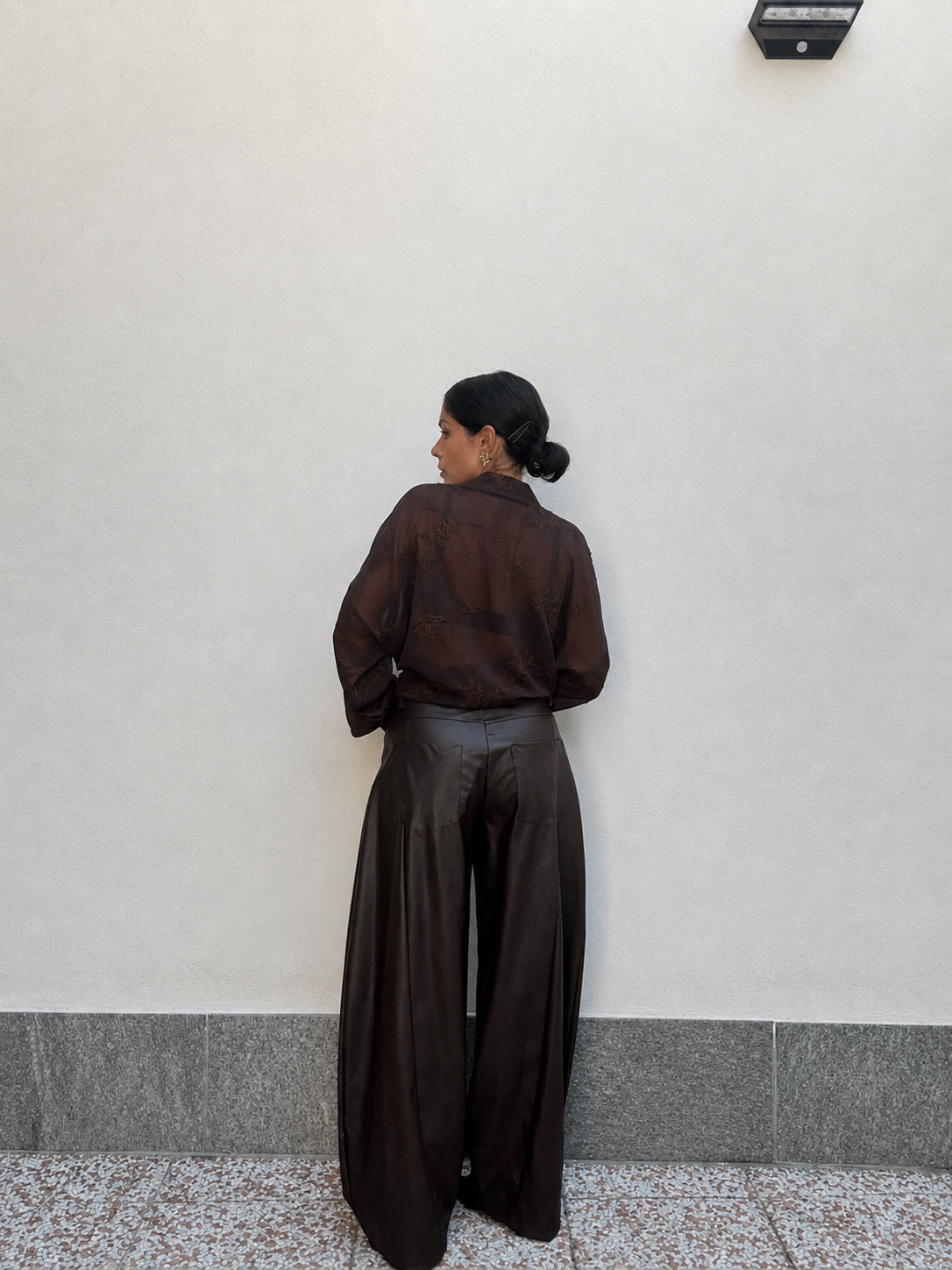 Pantalone Balloon ecopelle Marrone