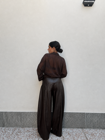 Pantalone Balloon ecopelle Marrone