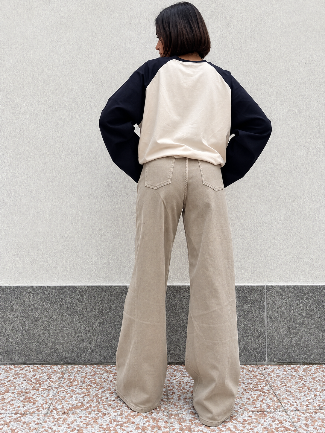 Jeans Wide Leg Beige