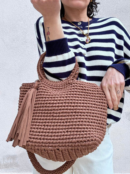 Noah Maxi Borsa manico tondo Marrone