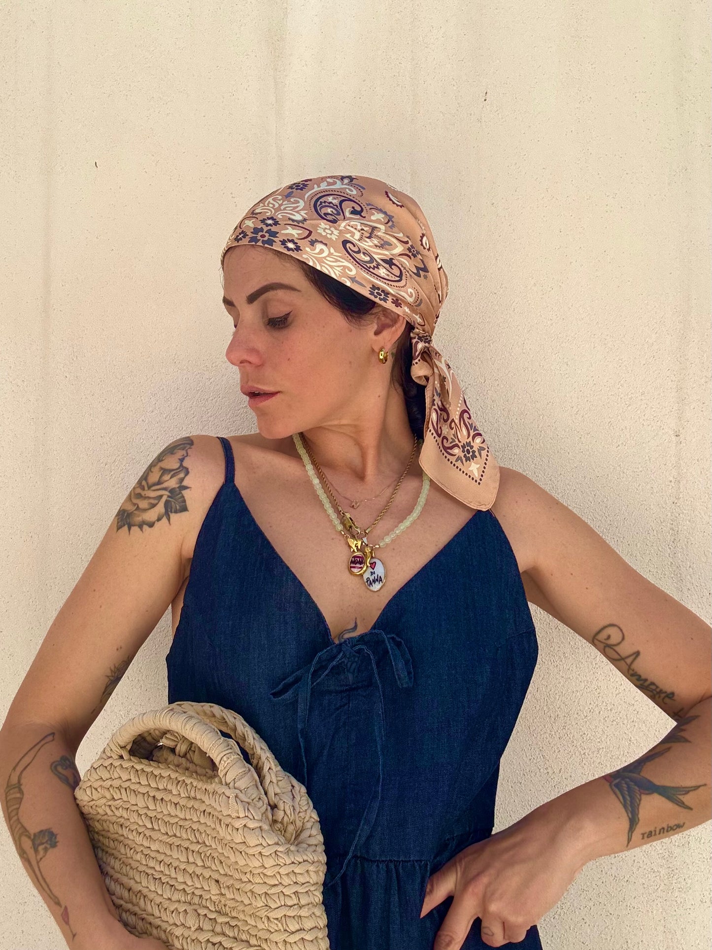 Foulard fantasia Paisley Cipria