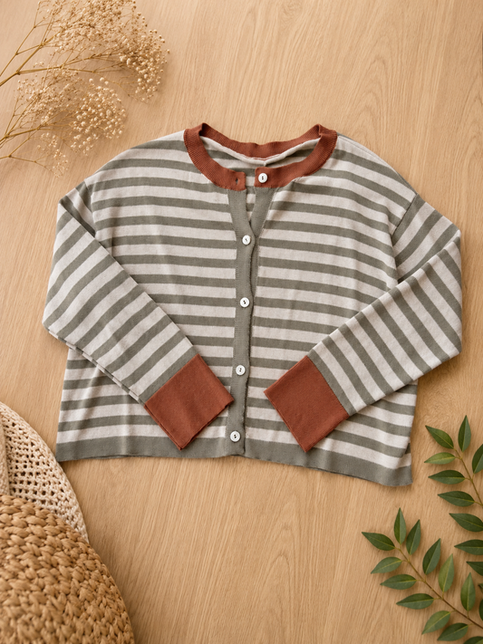 Cardigan a righe con profili