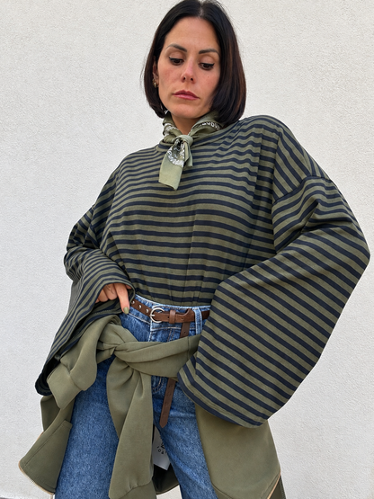 Maglia manica ampia Righe Blu&verdone