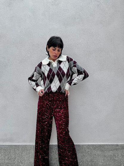 Maglione Rombi bordeaux