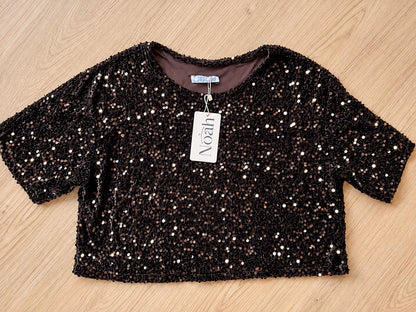T-shirt paillettes cioccolato