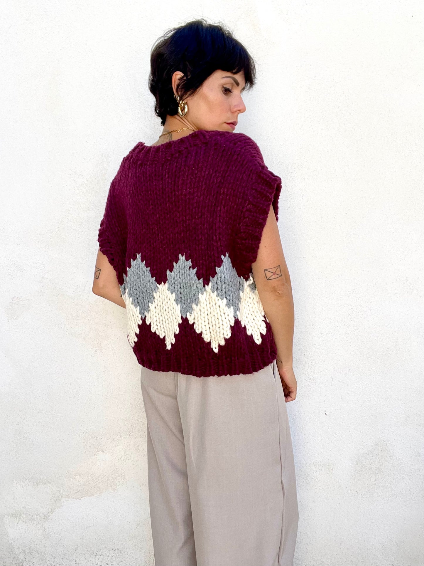 Gilet ricamato Rombi
