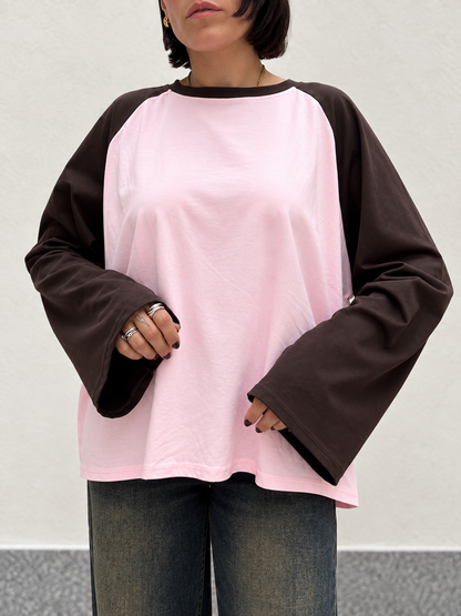 Maglia bicolor Marrone&Rosa