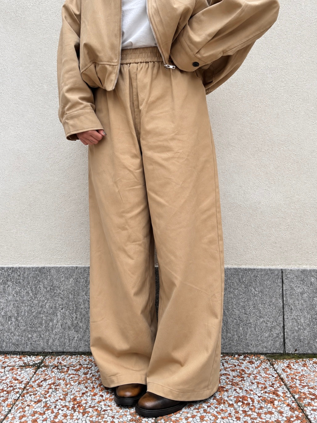 Pantalone Wide Leg Beige