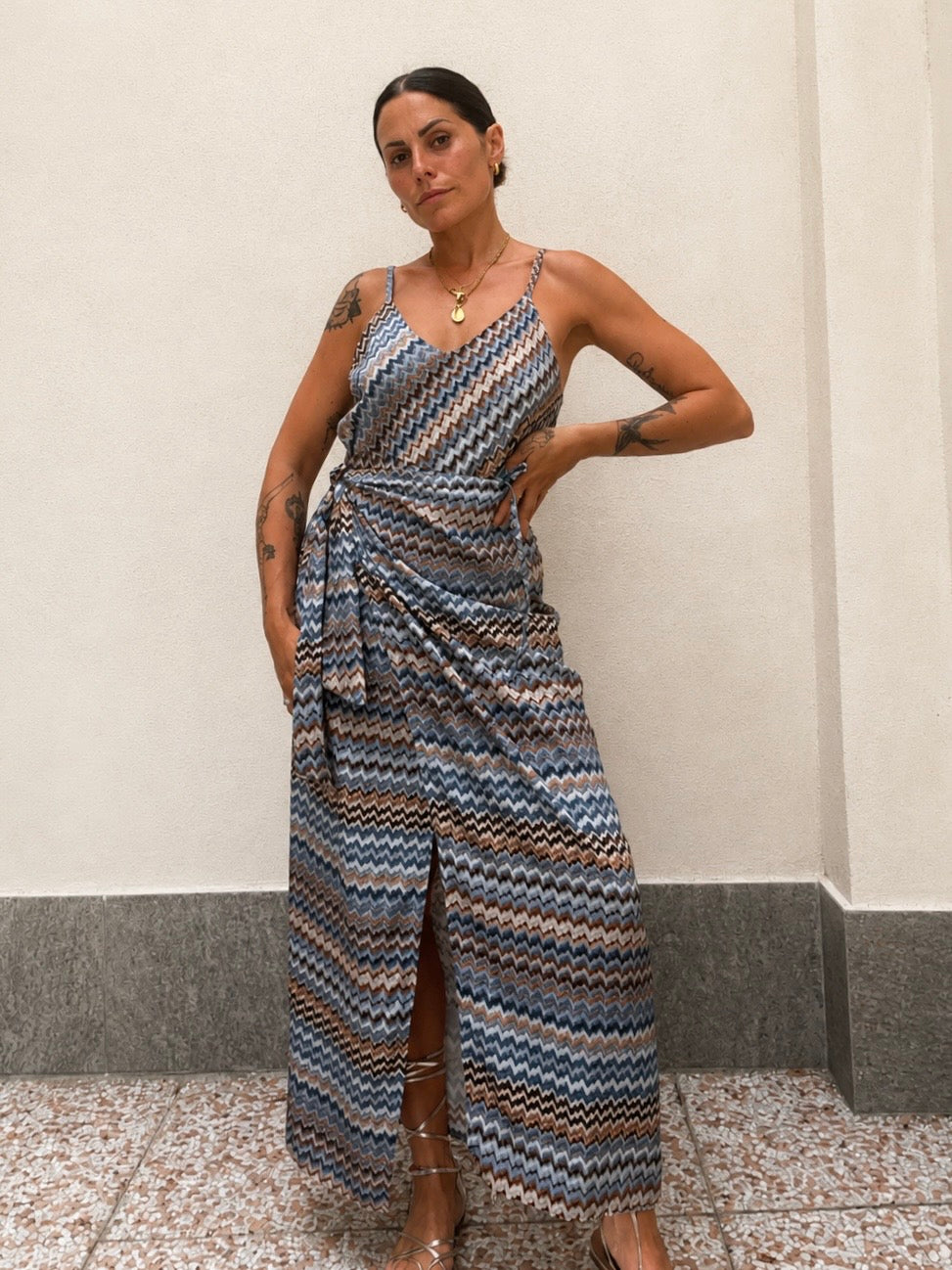 Gonna pareo Zigzag Azzurra