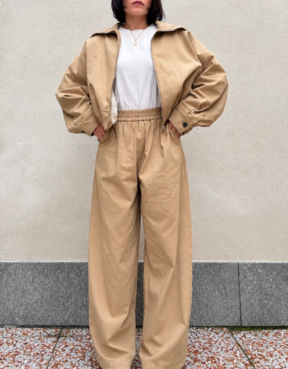 Pantalone Wide Leg Beige