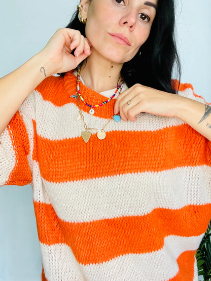 Maglione rigato Orange