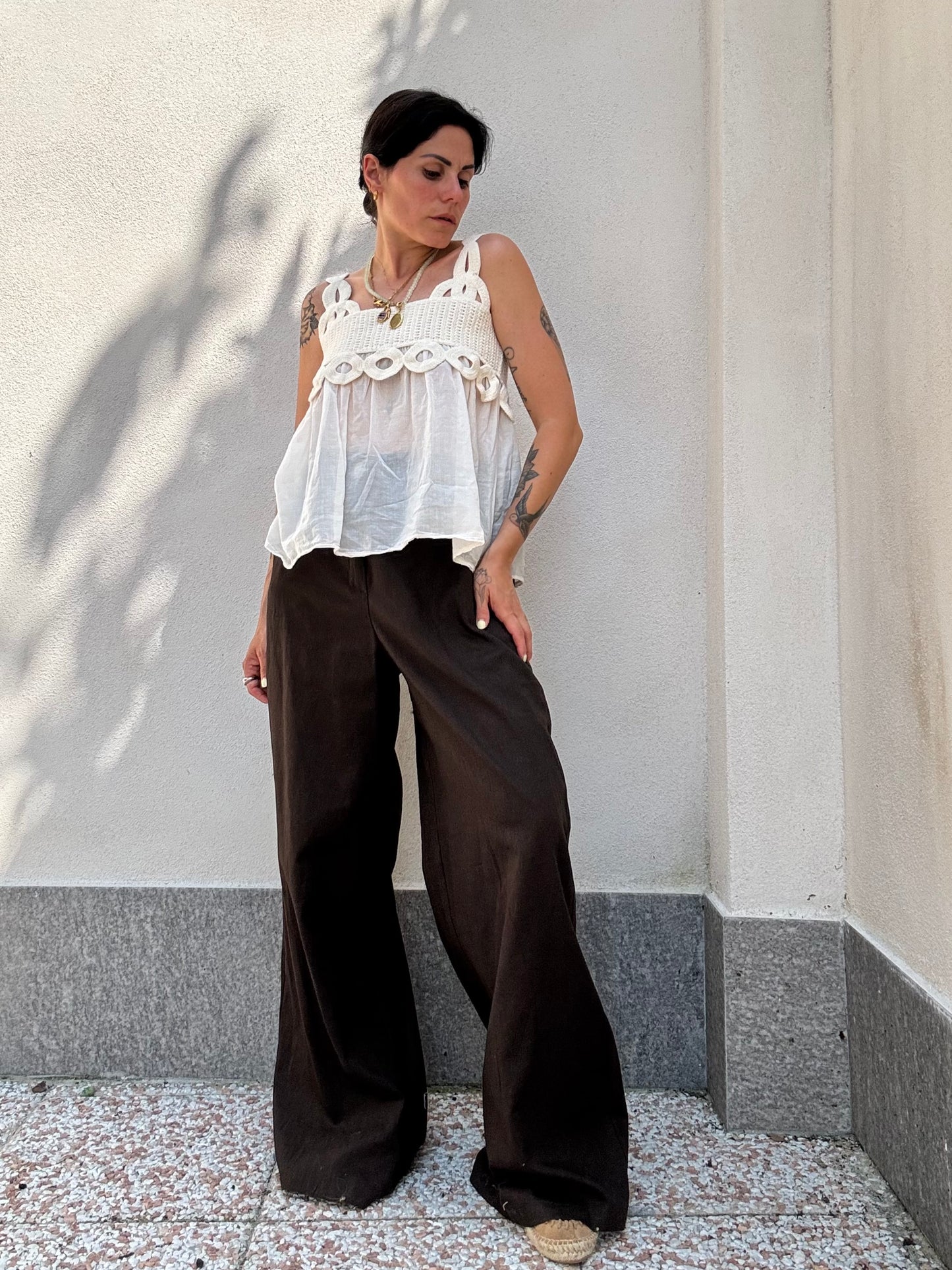 Top Crochet Boho Crema