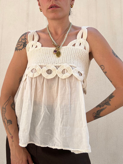 Top Crochet Boho Crema