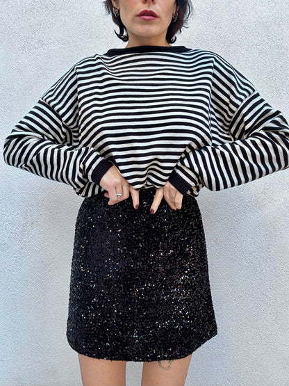 Minigonna paillettes nera