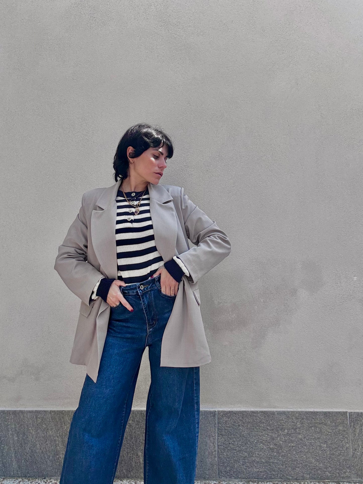 Blazer doppiopetto oversize Fango