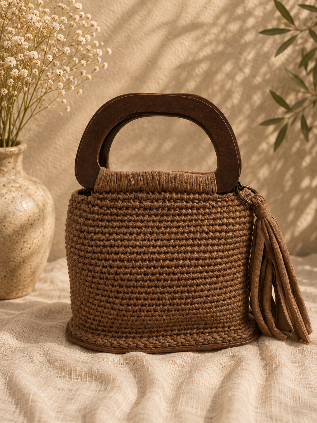 Borsa Crochet Wood Brown