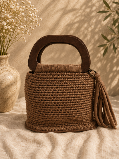 Borsa Crochet Wood Brown