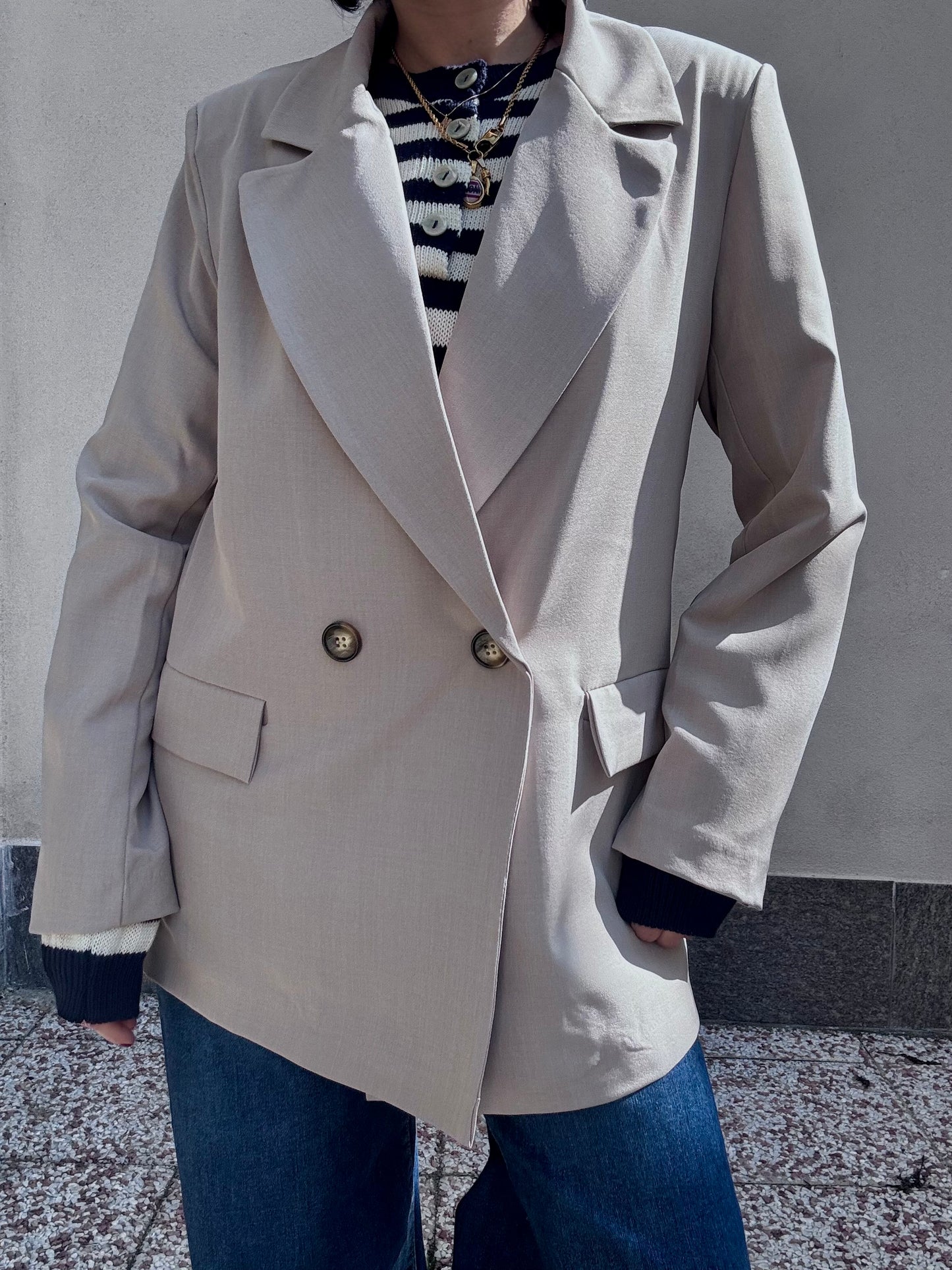 Blazer doppiopetto oversize Fango