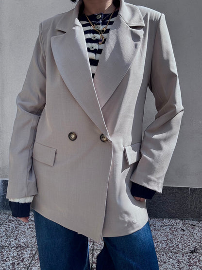 Blazer doppiopetto oversize Fango