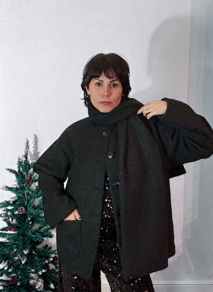 Cappottino con sciarpa nero