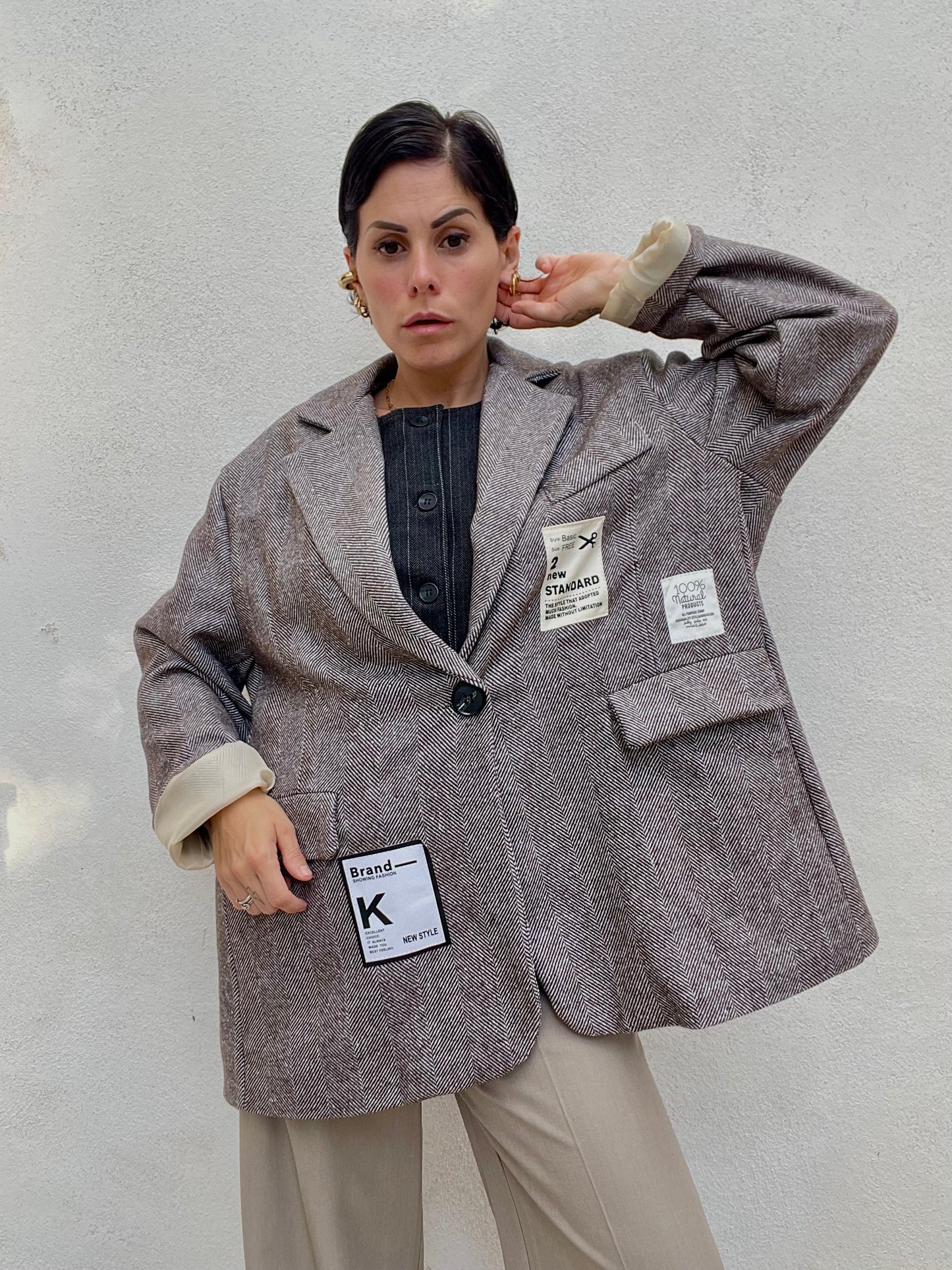 Giacca spigata Over Patch