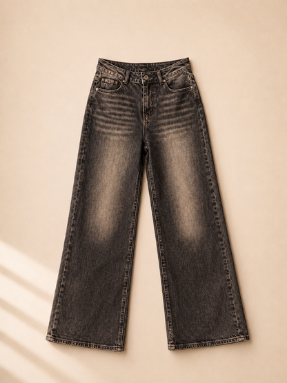 Jeans Wide Leg sfumato marrone