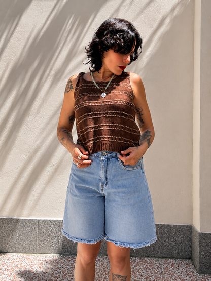 Top in maglia traforata